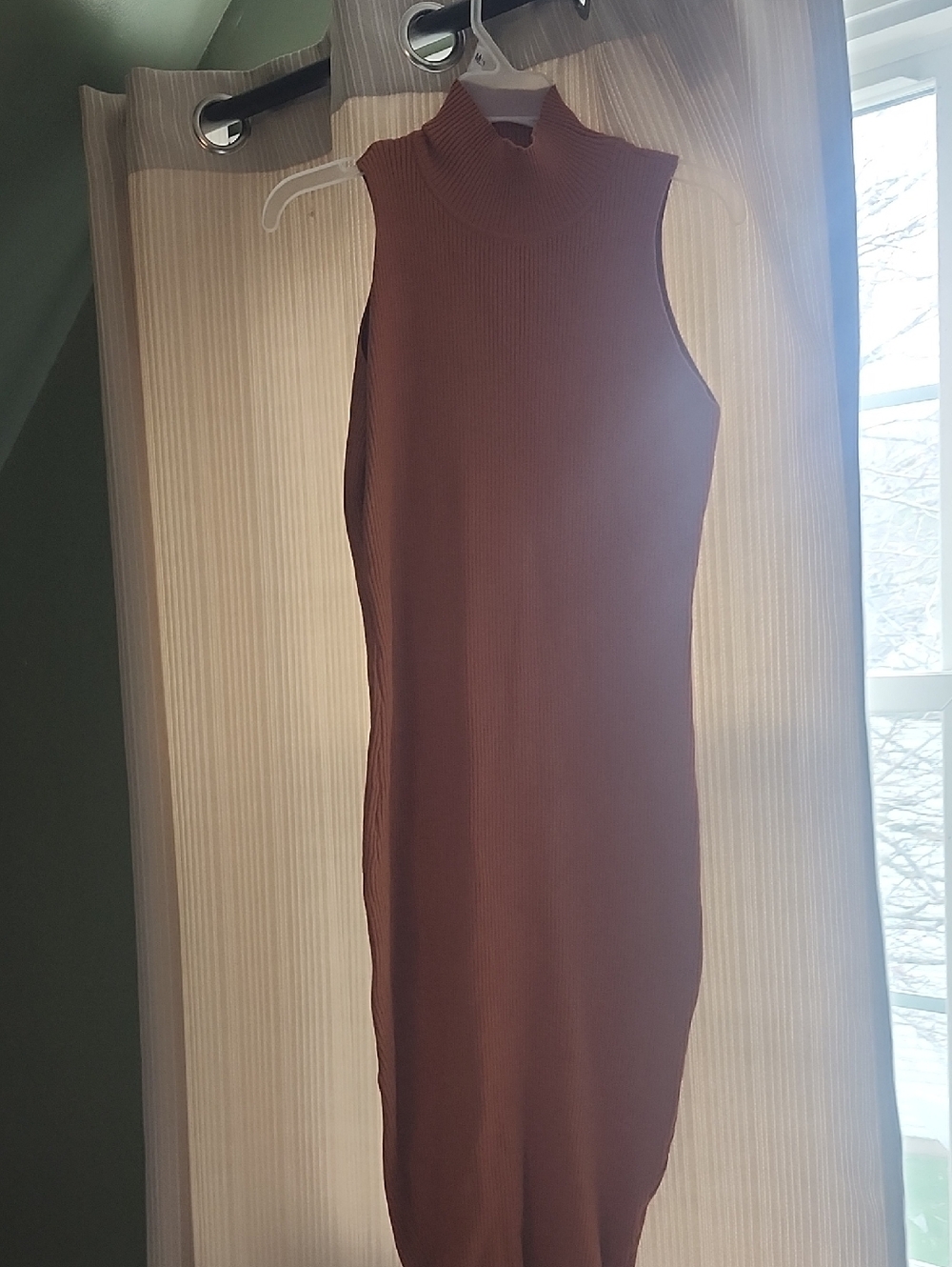 Sugar Sleeveless Ribbed Midi Dress in Burnt Orange